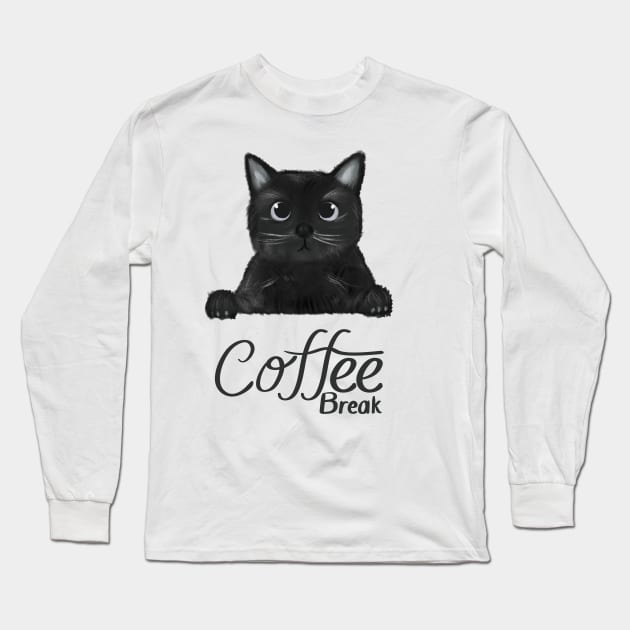 cat tama cute black cat love Long Sleeve T-Shirt by samidib16